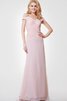 Robe demoiselle d'honneur simple derniere tendance en chiffon avec décoration dentelle - 1