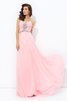Chiffon Breiter Träger Anständiges Abendkleid mit Perlen ohne Ärmeln - 4