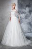 Abito da Sposa Stravagante in Pizzo Spazzola Treno Retro con Maniche Lunghe - 5
