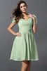 Vestido de Dama de Honor de Corte princesa de Corto de Cremallera de Escote en V - 26