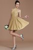Chiffon Nackenband Natürliche Taile Kurzes Brautjungfernkleid mit Bordüre - 18