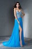 Ärmelloses Chiffon Sweep Train A-Line Abendkleid mit Herz-Ausschnitt - 4