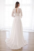 Abito da sposa a-line a terra semplice attraente in chiffon con maniche lunghe - 2