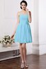 Chiffon Drapiertes Ärmelloses Mini Brautjungfernkleid mit Herz-Ausschnitt - 6