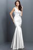 Vestido de Dama de Honor en Tafetán de Flores de Escote en V de Largo - 29