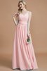 Abito da Damigella Senza Maniche Naturale in Chiffon Principessa A-Line - 27