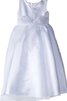 A-Line Perlenbesetztes Ärmellos Blumenmädchenkleid mit Schmetterlingsknoten - 2