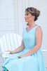 Robe demoiselle d'honneur facile au niveau de genou de col en v a-ligne manche nulle - 3