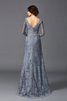 Robe mère de mariée naturel longue avec décoration dentelle ligne a en 3/4 manche - 2