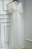 Aufregend Bodenlanges Modisches Brautkleid mit Gürtel mit V-Ausschnitt - 1