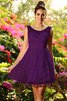 Robe demoiselle d'honneur naturel courte col en bateau de princesse avec zip - 13