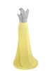 Vestido de Noche de Corte Recto en Gasa de Cristal de de Colores con Alto cubierto - 7
