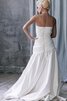 Robe de mariée naturel manche nulle ruché en satin fermeutre eclair - 2