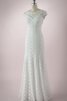 Robe de mariée simple plissé en dentelle de col bateau avec manche courte - 1
