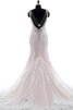 Abito da Sposa in pizzo Cappellino con Perline con Applique Coda A Strascico Cappella in Pizzo - 4