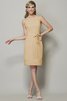Robe demoiselle d'honneur courte naturel col u profond manche nulle en forme - 5