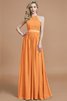 Robe demoiselle d'honneur manche nulle avec zip ruché jusqu'au sol en chiffon - 26