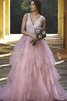 Vestido de Novia en Tul de Hasta el suelo de Natural de Encaje Adorno de Escote en V - 2
