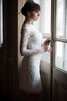 Zickzack Ausschnitt Reißverschluss hoher Ausschnitt enges knielanges romantisches Brautkleid - 2