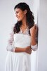 Vestido de Novia de Corte-A de Manga de longitud 3/4 de Hasta el suelo de Manga suelta - 5