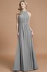Robe demoiselle d'honneur naturel a-ligne manche nulle en chiffon de princesse - 32