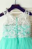 Ärmelloses Normale Taille Prinzessin Anständiges Blumenmädchenkleid mit Bordüre - 4