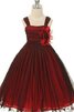 Spaghetti Träger A-Linie Organza Blumenmädchenkleid ohne Ärmeln mit Blume - 2
