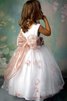 Abito da Cerimonia Bambini Lunghi Principessa con Fiore Senza Maniche in Tulle - 2