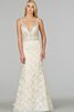 Robe de mariée naturel de sirène avec perle de traîne moyenne manche nulle - 3