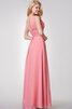 Robe demoiselle d'honneur avec fronce ruché manche nulle de lotus a-ligne - 4