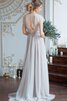 Bateau Chiffon kurze Ärmeln bodenlanges Brautkleid mit Bordüre mit gekappten Ärmeln - 2