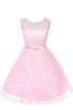 Robe de cortège enfant ligne a col ras du cou manche nulle avec décoration dentelle - 5