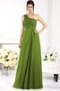 Prinzessin Gerüschtes Chiffon Brautjungfernkleid mit Einem Schulter mit Reißverschluss - 15