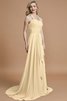 A-Linie Chiffon Ärmelloses Sweep Zug Nackenband Brautjungfernkleid - 11