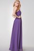 Gerüschtes Chiffon bodenlanges langes bescheidenes Brautjungfernkleid mit Rüschen - 3