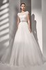 Sweep Zug Strand Zickzack Ausschnitt A-Linie bodenlanges Brautkleid mit Applikation - 1