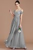 Robe demoiselle d'honneur naturel d'epaule ecrite jusqu'au sol de princesse ligne a - 33