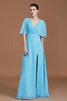 Normale Taille Modisch A-Line Halbe Ärmeln Bodenlanges Brautjungfernkleid - 9