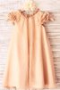 Robe de cortège enfant jusqu'au mollet avec fleurs avec zip de princesse en chiffon - 3