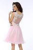 Herz-Ausschnitt Prinzessin Ärmelloses Cocktailkleid mit Applikation aus Satin - 2