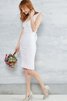 Robe de mariée naturel avec chiffon trou de serrure v encolure de longueur à genou - 3