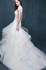 Spitze Perlenbesetztes Tüll Brautkleid mit Bordüre mit Blume - 4