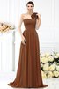 Robe demoiselle d'honneur plissage avec fleurs avec chiffon ligne a au drapée - 4
