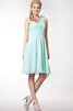 Vestido de Dama de Honor de Un sólo hombro de Flores de Plisado de Hasta la Rodilla - 1
