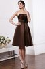 A Linie Elastischer Gewebter Satin Normale Taille Knielanges Kurzes Brautjungfernkleid - 8