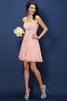 Chiffon Perlenbesetztes Reißverschluss Prinzessin Kurzes Brautjungfernkleid - 21