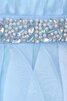 Abito da Cerimonia Bambini in Tulle A-Line A Terra con Increspature Senza Maniche Cerniera - 5