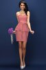Robe demoiselle d'honneur naturel courte collant en satin orné de nœud à boucle - 28