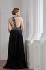 Schlüsselloch Rücken A-Line langes Abendkleid mit Perlen - 9