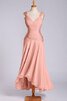 A linie vorn kurz hinten lang Chiffon knöchellanges schlichtes Brautjungfernkleid - 3